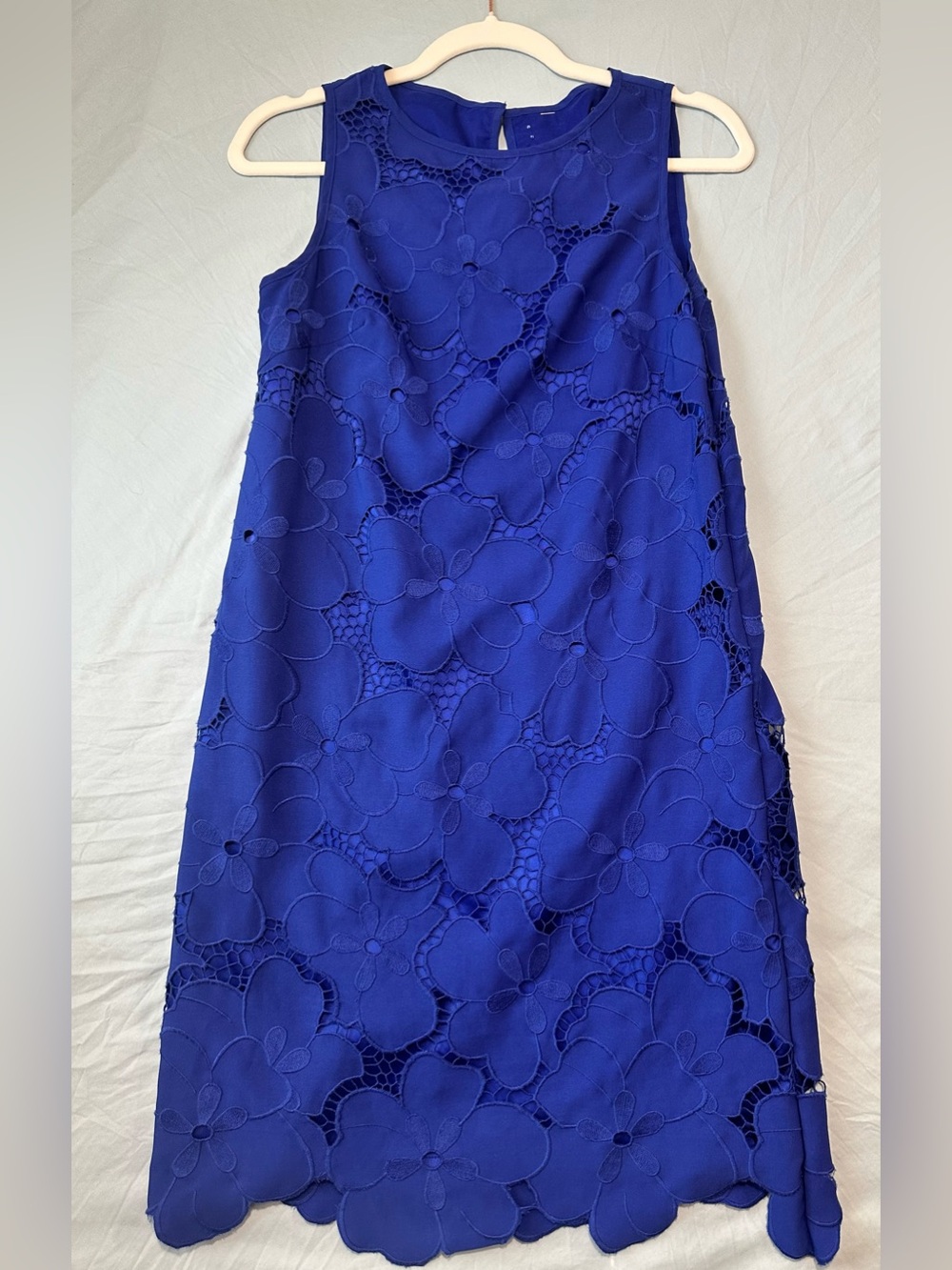 Royal Blue Floral Lace Overlay Shift Dress-Size S/M Lined  Antonio Melani